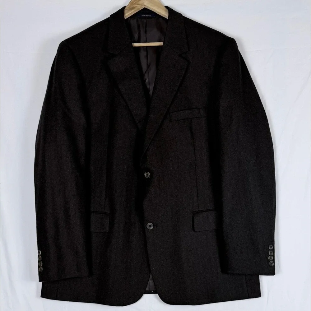 Club Room Blazer Sport Coat 46L Wool Silk Cashmere Herringbone Professor Career